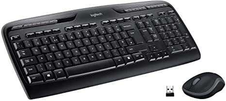 Logitech MK330 Wireless Keyboard and Mouse Combo for Windows, 2.4 GHz Wireless with USB-Receiver, Portable Mouse, Multimedia Keys, Long Battery Life, PC/Laptop, QWERTY UK Layout - Black