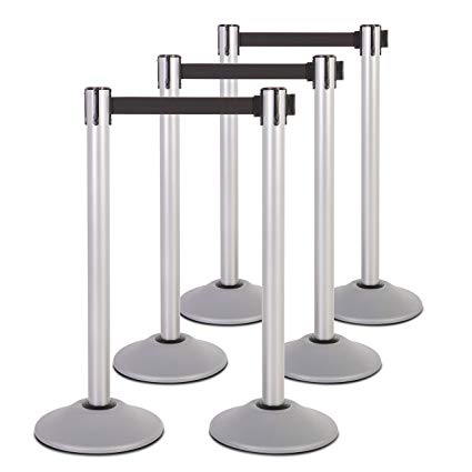 US Weight Heavy Duty Premium Steel Stanchion with 7.5-Foot Retractable Belt (More Colors Available)