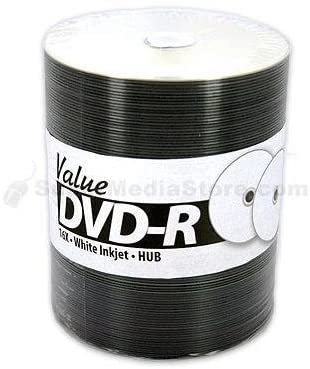 JVC/Taiyo Yuden White Inkjet (Hub Printable ) 16x DVD-R Media 100 Pack in Tape Wrap - ValueLine