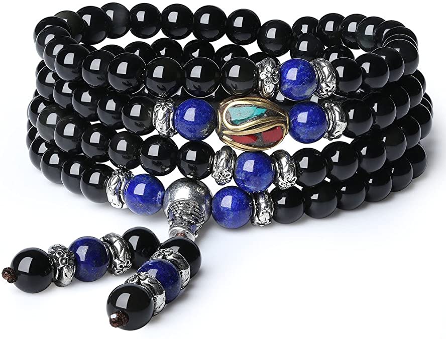 coai Obsidian 108 Mala Beads Stone Bracelet Necklace