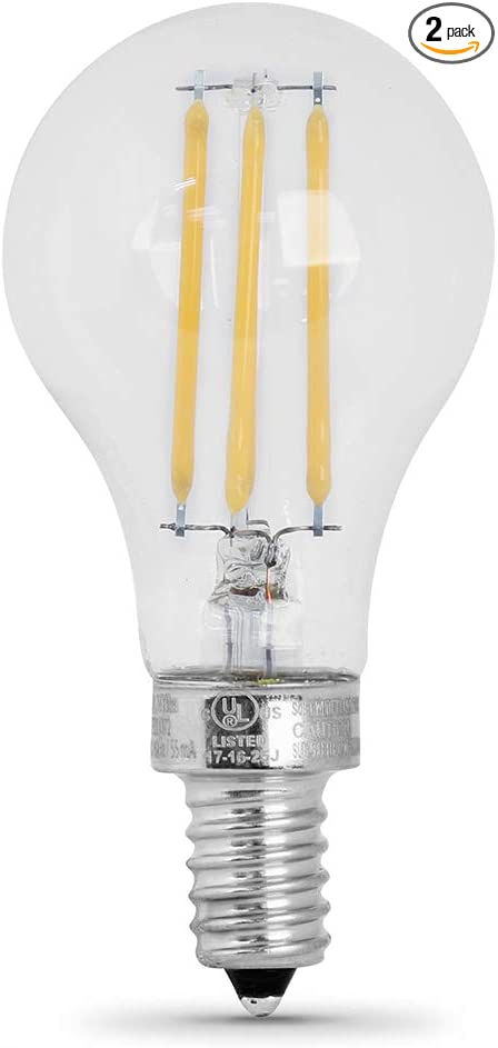 Feit Electric BPA1575C/827/FIL/2 75 Watt Equivalent 800 Lumen Dimmable A15 LED Filament Light Bulb E12 Base, 3.2"H x 1.85"D, 2700K (Soft White), 2 Piece