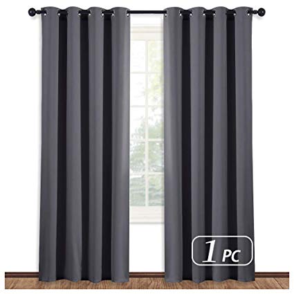 NICETOWN Solid Grommet Blackout Curtain - Thermal Insulated Microfiber Window Treatment/Drape/Rideau (Single Panel,52 x 84 Inch,Gray)