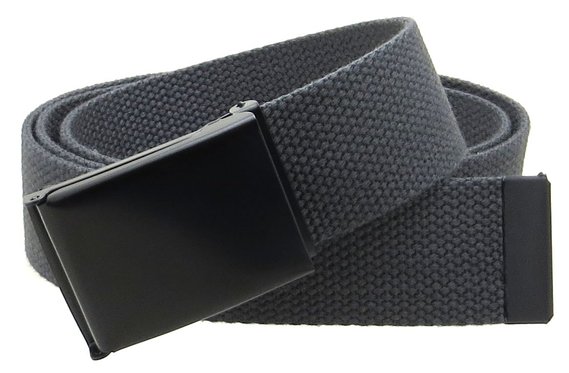 Canvas Web Belt Flip-Top Black Buckle/Tip Solid Color 50" Long 1.5" Wide