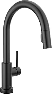 Delta Faucet Trinsic Touch Kitchen Faucet with Touchless Technology, Kitchen Faucet with Pull Down Sprayer, Black Kitchen Sink Faucet, Touchless Kitchen Faucet, Matte Black 9159TL-BL-DST