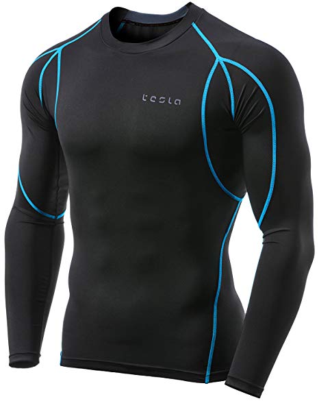 Tesla Men's Long Sleeve T-Shirt Baselayer Cool Dry Compression Top MUD11/R11/R01