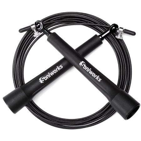 Soniworks Top Quality Jump Rope Built for Ease & Speed. Easily Adjustable Cable for Double Unders, Crossfit, Losing Weight, Cardio, MMA, Boxing & Exercise.100% Satisfaction Guaranteed.