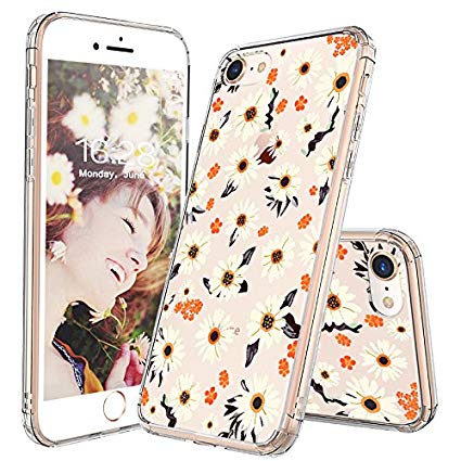 iPhone 8 Case, iPhone 7 Case, MOSNOVO Girls Daisy Floral Flower Pattern Transparent Clear Design Back Phone Case with TPU Bumper Protective Case Cover for Apple iPhone 7 / iPhone 8