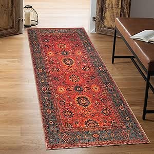 Keen Home Design Machine Washable Area Rugs with Non-Slip Backing, Ideal for Hallway, Living Room, Bedroom, Kitchen and Laundry Room, Vintage Moroccan and Low Pile Rug - (2'6'' x 10')