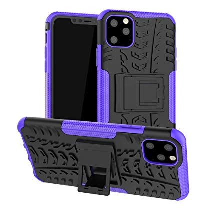 iPhone 11 Pro Max Case, Folice[Heavy Duty][Shockproof] Hybrid Rugged Soft Rubber Hard PC Tough Dual Layer Protective Case Cover with Kickstand for Apple iPhone 11 Pro Max 2019 (Purple)