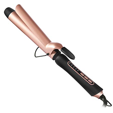 BESTOPE Curling Iron 1.25 Inch Ceramic Tourmaline Coating Curling Wand with Anti-Scald Insulated Wand Tip, 5 Heat Setting for All Hair Types(285 °F to 430 °F, Include Glove and Curl Clips)