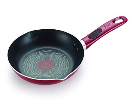 T-fal B0390264 B03902 Excite ProGlide Nonstick Thermo-Spot Heat Indicator Dishwasher Oven Safe Fry Pan Cookware, 8-Inch, Red