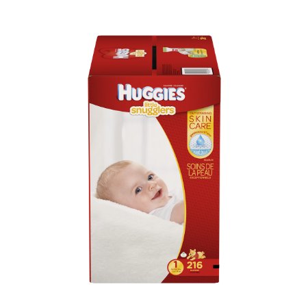 Huggies Little Snugglers Baby Diapers, Size 1, 216 Count (Packaging May Vary) (One Month Supply)