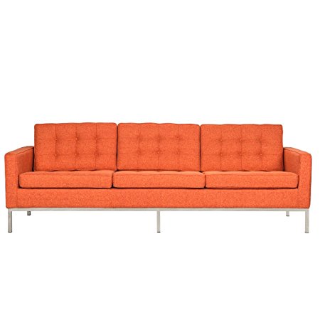 LeisureMod Modern Florence Style Sofa (Orange Twill Wool)
