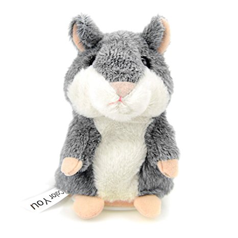 Color You Talking Hamster Repeats What You Say Electronic Pet Talking Plush Toy Buddy Mouse for Kids, 3 x 5.7 inches, Batteries not included, Gray