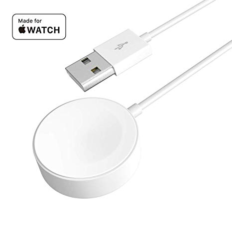 Magnetic Charging USB Cable Portable Watch Charger Compatible with Apple Watch Series 4/3/2/1 3.3 FT -White