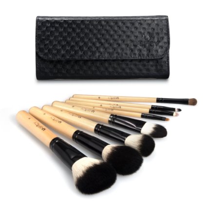 USpicy Make Up Brushes 8 Pieces Professional Soft Makeup Brush Set Wooden Brown