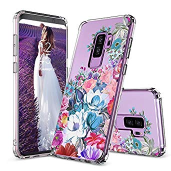 Galaxy S9 Plus Case, Galaxy S9 Plus Clear Case, MOSNOVO Girls Floral Flower Garden Pattern Printed Clear Design Plastic Case with TPU Bumper Protective Case Cover for Samsung Galaxy S9 Plus (2018)