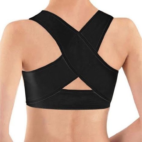 PosturX Personal Posture Corrector With Breathable Silky Weave- Black (Small)