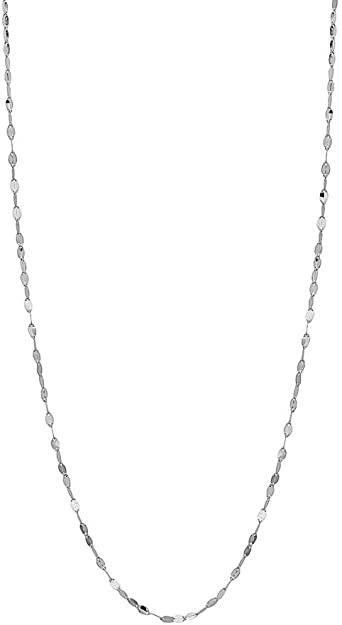 10K Solid Gold 2.0MM Diamond Cut Mirror Chain Necklace and Anklet - Unisex Sizes 10"-30" - Yellow, White, Rose or 3 Tone