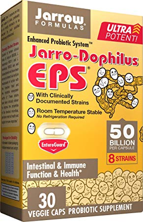 Jarrow Formulas Jarro-Dophilus EPS Ultra Potent, Intestinal & Immune Function & Health*, 50 Billion Cells, 30 Veggie Capsules