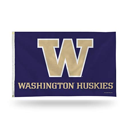 Rico Industries NCAA Washington Huskies 3-Foot by 5-Foot Single Sided Banner Flag with Grommets