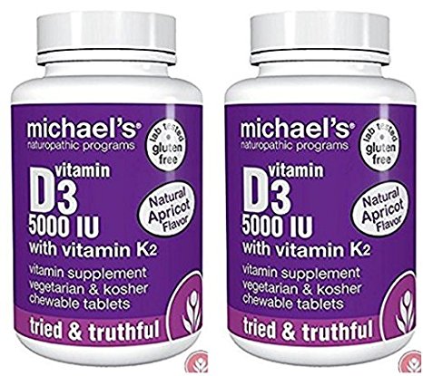 Michael's Naturopathic Progams Vitamin D3 5000 IU with Vitamin K2 Tablets, 90 Count (Pack of 2 Bottles)
