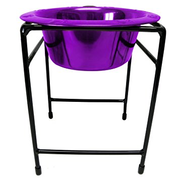 Platinum Pets Single Diner Feeder with Stainless Steel Dog Bowl, 10 oz, Purple