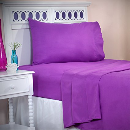 Lavish Home Series 1200 3-Piece Somerset Homelet Set, Twin X-Large, Purple