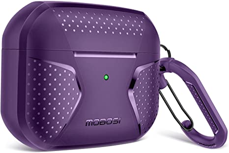 MOBOSI Compatible with AirPods 3 Case Cover, Shock-Absorbing Design AirPods 3rd Generation Case 2021, Full-Body Rugged Protective Cover with Keychain for AirPods 3 Charging Case, Purple