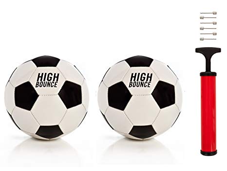 High Bounce Traditional Soccer Ball official size set of 2 including Pump & needles