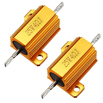 uxcell 25W 4 Ohm 5% Aluminum Housing Resistor Screw Tap Chassis Mounted Aluminum Case Wirewound Resistor Load Resistors, 21mm Mounting Distance 2 Pcs