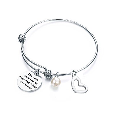 ENSIANTH Aunt and Niece Gift The Love Between Aunt & Niece is Forever Bracelet Expandable Charm Bracelet Aunt Niece Jewelry