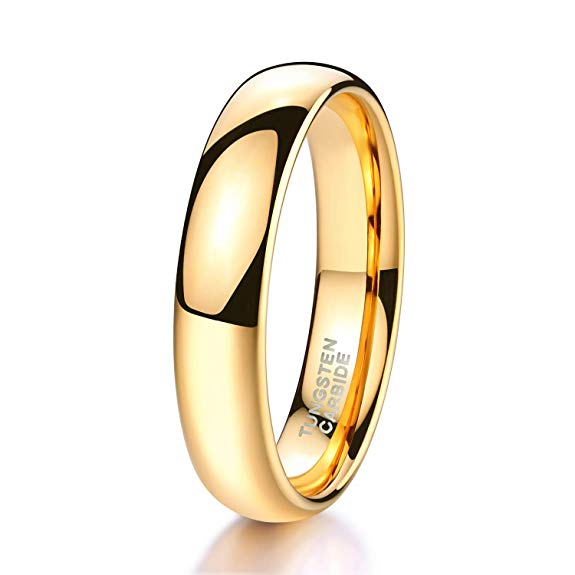 Shuremaster 2mm 4mm 6mm 8mm Tungsten Wedding Band Ring for Men Women Black/Gold/Rose Gold/Silver Domed High Polish Comfort Fit 4-15