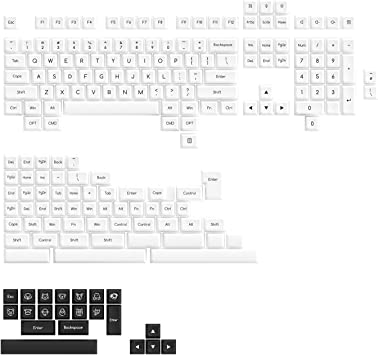 Akko Black on White(Bow) with Pure and Simple Color 195-Key ABS SAL Profile Double Shot Keycap Set with Mac Modifier and ISO Enter for Mechanical Keyboards for Different layouts