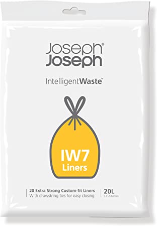 Joseph Joseph Intelligent Waste IW7 General Waste Liner Trash Bags for Totem Compact 20 Liter / 5 Gallon, 20-pack, Gray