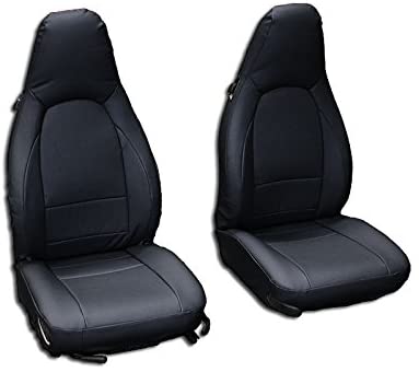 Iggee Black Artificial Leather Custom Made Original fit Front seat Covers Designed for Porsche Boxster 1997-2004