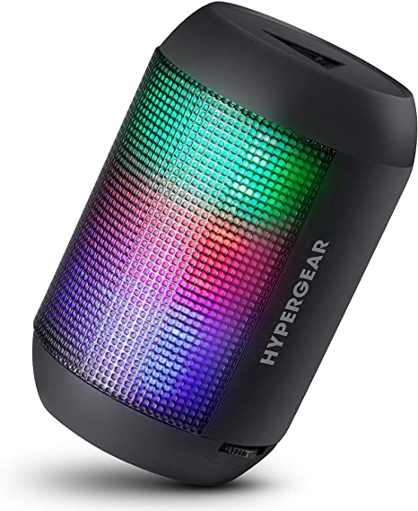 HyperGear Rave Mini BT Wireless Beat-Driven LED Lightshow Speaker. Portable Indoor Outdoor HD Stereo with Built-in Microphone, Hands-Free Calls, AUX Input
