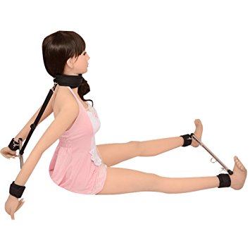 Yiwa Behind Back Spreader Bar Handcuffs Ankle Cuffs Collar Full Body Restraint kit Leather Straps Adjustable Bondage Set Couple SM Sex Game Tool