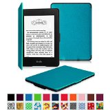 Fintie Kindle Paperwhite SmartShell Case - The Thinnest and Lightest Leather Cover for All-New Amazon Kindle Paperwhite Fits All versions 2012 2013 2014 and 2015 New 300 PPI Blue