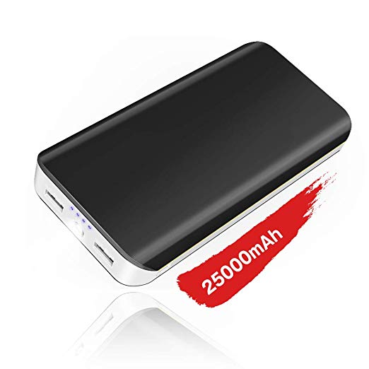 25000mAh Power Bank Portable Phone Charger High Capacity Universal External Battery Pack With Two Powerful Outputs Emergency LED Flashlight for iPhone Samsung Huawei -Traveling/hiking/Business Trip