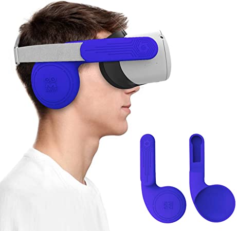 AMVR Silicone Ear Muffs for Oculus Quest 2 VR Headset to Enhanced Headset Sound, Quest 2 Accessories Headphone Extension Cover (Blue, 1 Pair)