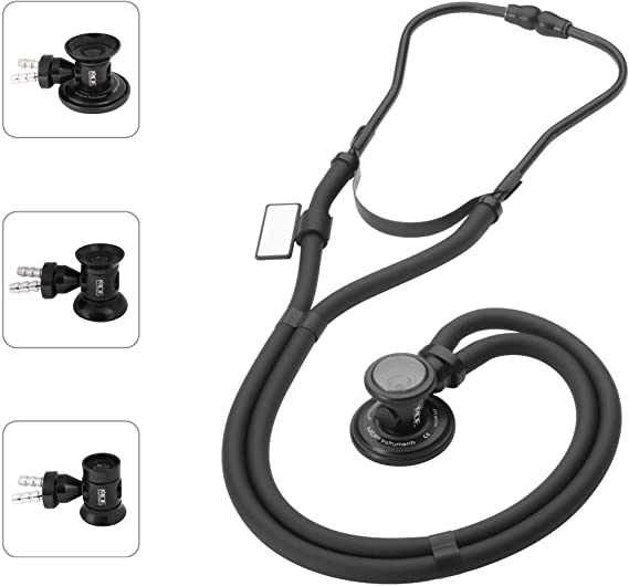 MDF® Sprague Rappaport Dual Head Stethoscope with Adult, Pediatric, and Infant convertible chestpiece - All Black (MDF767-BO)