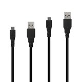 iXCC  2 pcs 10ft TEN FEET  EXTRA LONG Extended Length Black Micro USB SYNC and Fast Charging Cable Cord For Smartphones tablets MP3 players cameras hard drives e-readers external batteries handheld game consoles