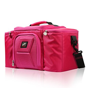 RitFit Cooler&Warm Meal Insulated Lunch Bag with Snap Lid Containers and Ice Pack (Rose Red)