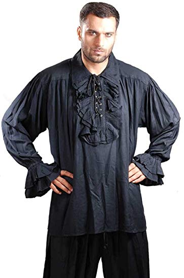 Medieval Poet's Pirate Captain Charles Vane Cosplay Costume Shirt C1006