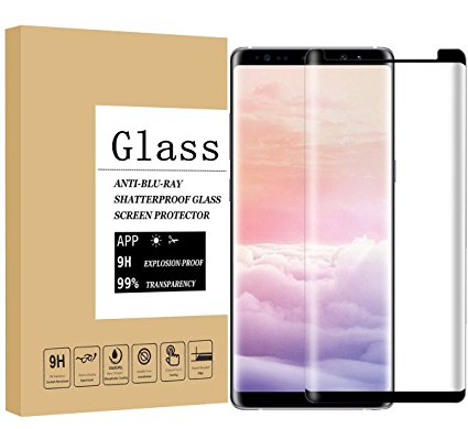 Galaxy Note8 Screen Protector,Wtbone [3D Curved Edge]Ultra Clear 9H Hardness Tempered Glass Screen Protector Bubble-Free Film for Samsung Galaxy Note 8 2017, black