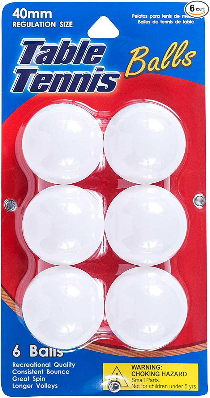 Jacent 40MM Regulation Size White Table Tennis Balls, 6 Ping Pong Balls per Pack