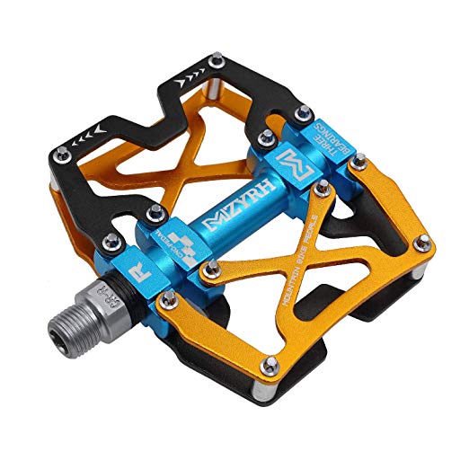 Mzyrh Mountain Bike Pedals, Ultra Strong Colorful CNC Machined 9/16" Cycling Sealed 3 Bearing Pedals
