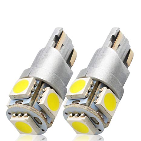 LncBoc T10 501 LED Bulbs W5W White 5-SMD 5050 LED 194 168 For Car Interior,Dashboard,Number Plate,Boot Sidelights Bulbs DC 12V one year warranty Pack of 2