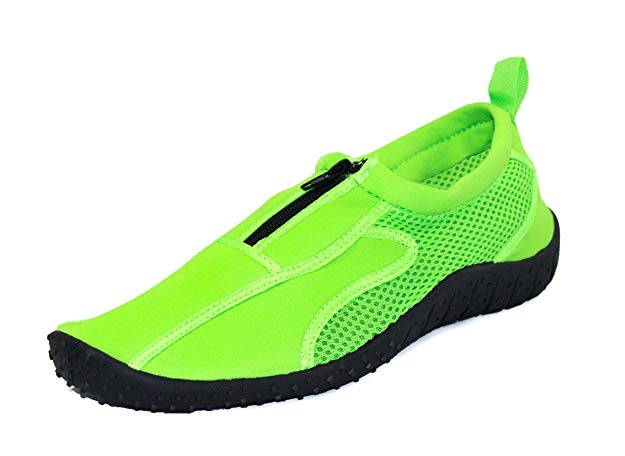Rockin Footwear Kids Aqua Neon Zippers Rubber Water Shoe